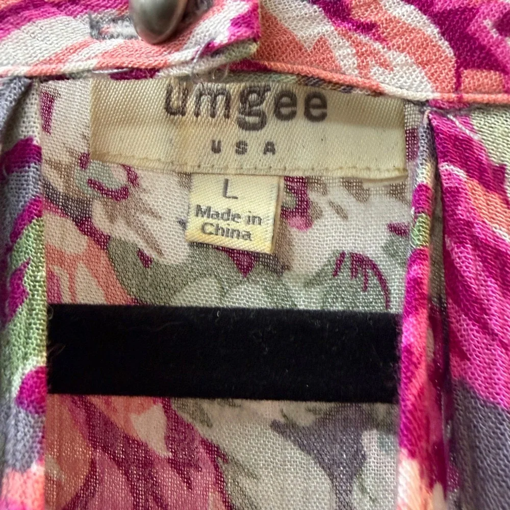 UMGEE Tunic Women LARGE Mini Dress Floral Bohemian Cottagecore Spring Party - Picture 4 of 10